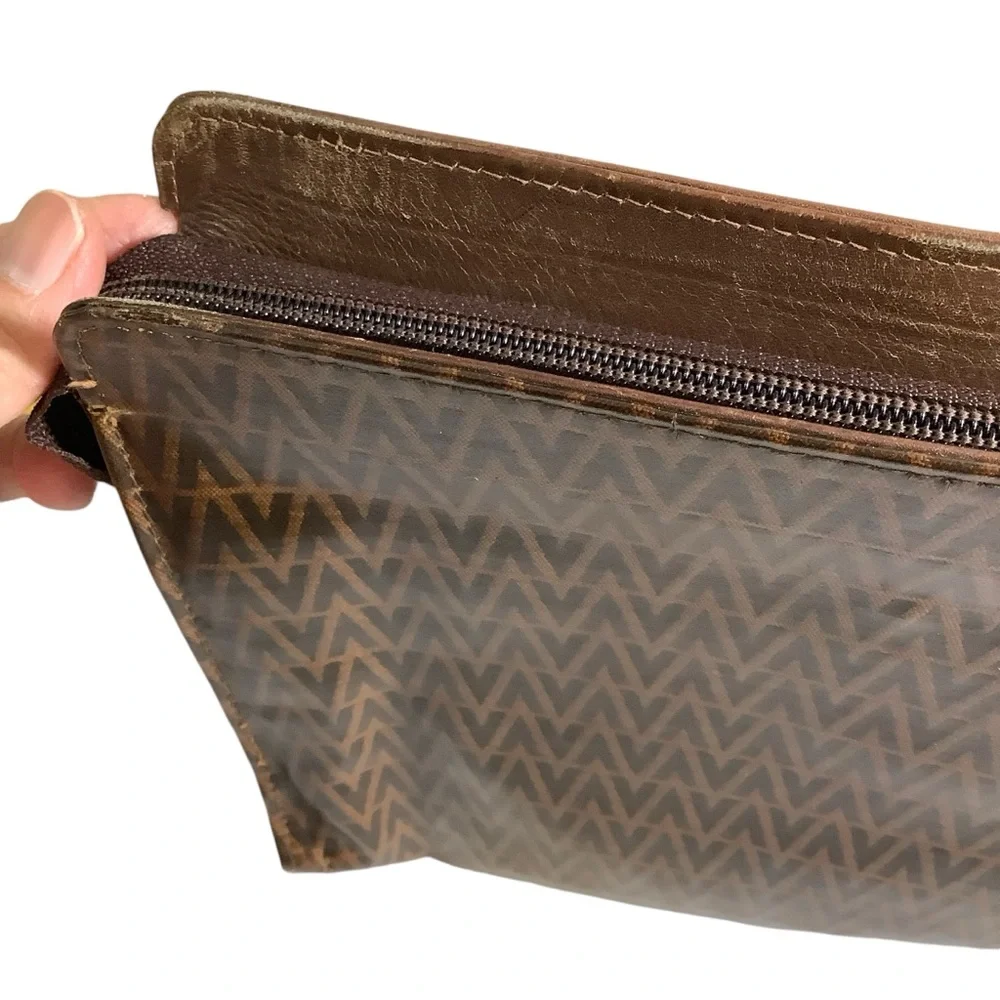Mario Valentino Vintage Brown V-Pattern Clutch